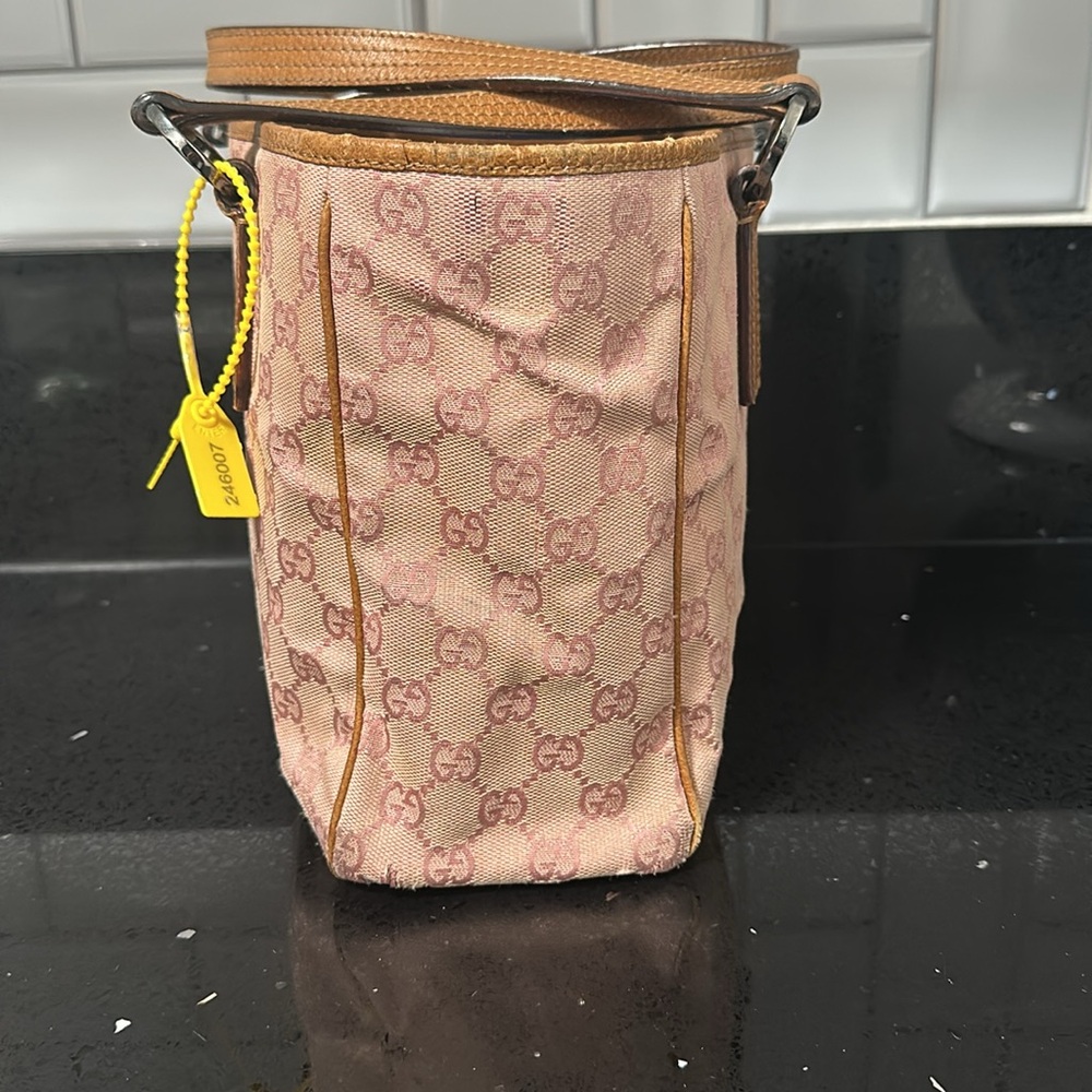 Authentic Women’s Pink Gucci double G Monogram Purse Small Tote - Picture 4 of 14